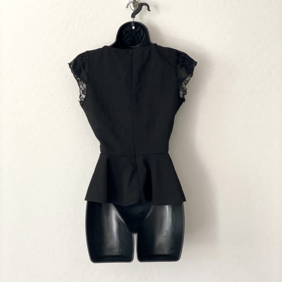 Black Lace Peplum Top - Picture 2 of 6